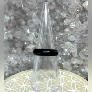 Black Agate Stone Band Ring